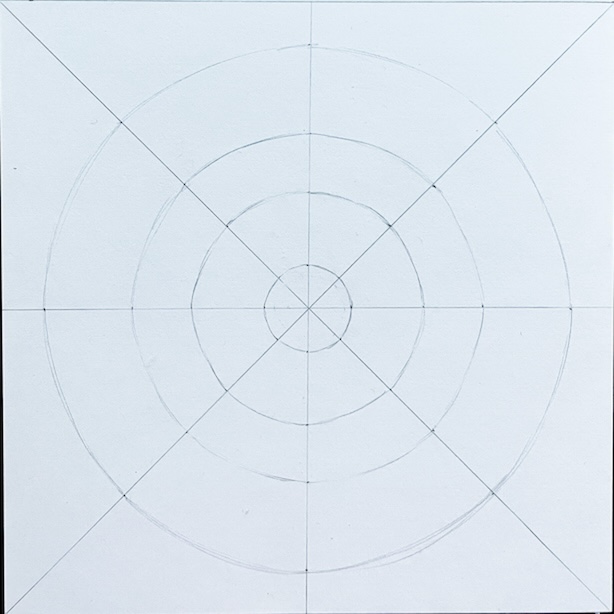 Lähikuva mandalan apuviivoista